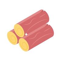 Here is a isometric icon showing wood logs vector