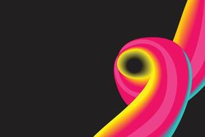 A dynamic 3D abstract background featuring a neon twisted ribbon shape in bright yellow, pink, and cyan tones on a dark backdrop. Perfect for tech, design, and modern digital themes. vector