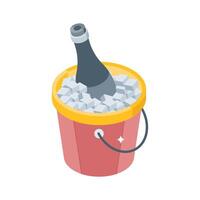Visually engaging isometric style icon of champagne bucket chilling vector