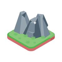 Check out this isometric icon of mountains peaks vector