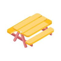 A customizable isometric icon of picnic table arrangement vector