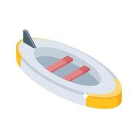 Easy to edit isometric style icon of classic canoe vector