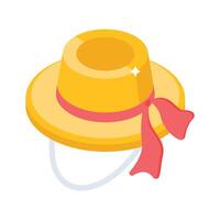 Visually engaging isometric style icon of summer hat vector