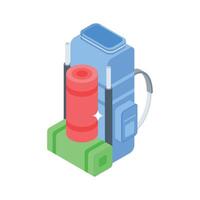 Easy to edit isometric icon of tourist backpack with gears vector