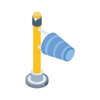 Well crafted isometric style icon showing windy windsock vector