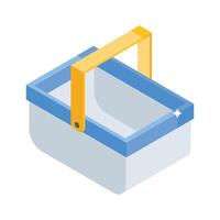 Check out this isometric icon of empty picnic basket vector
