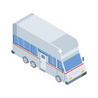 Get this isometric style icon of tour bus vector