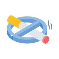 Visually engaging isometric icon showing no smoking symbol vector