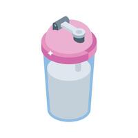 Visually engaging isometric icon of gym shaker bottle vector