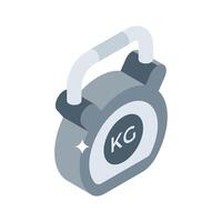 An editable isometric style icon of kettlebell equipment vector