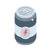Easy to edit isometric style icon of energy drink vector