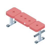 An editable isometric icon of fitness bench press vector