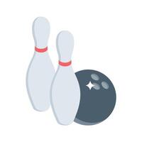 An editable isometric icon of bowling ball and pins vector