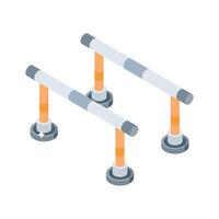 A captivating isometric icon of balanced exercise bars vector