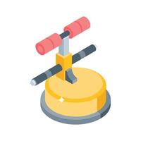Get this isometric icon of incline situp stand vector
