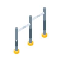 Trendy isometric icon showing mounted pullup bars vector