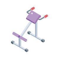 A customizable isometric icon of assorted gym equipment vector