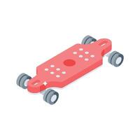 A customizable isometric icon of colorful skateboard deck vector