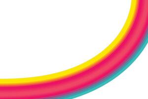 A vibrant 3D ribbon curl with gradient pink, yellow, and teal tones set on a white background. This abstract background is ideal for modern design, tech visuals, and creative branding materials. vector