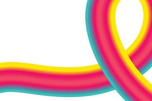 Bright and vibrant abstract ribbon curl rendered in 3D with colorful gradient tones. Positioned on a white background, this design offers a modern, creative, and eye-catching digital style layout. vector