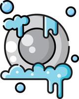 Made in the UK Plate with soap suds around it icon. vector