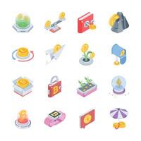 Grab this modern collection of data service isometric style icons. vector