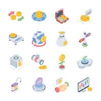 Download our latest set of database backup isometric style icons. vector