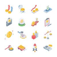 Handy bundle of data backup and database isometric style icons. vector
