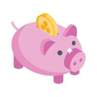 A modern isometric style icon of piggy bank saving vector