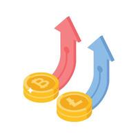 An outstanding isometric style icon of crypto growth vector