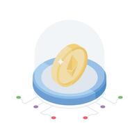 An amazing isometric icon showcasing ethereum in digital context vector