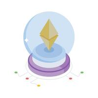 A captivating isometric icon showing ethereum future tech vector