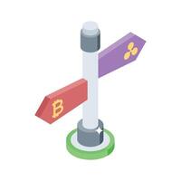 An isometric icon showing crypto board decision vector