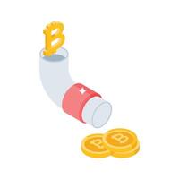 Explore an isometric icon showcasing bitcoin flow direction vector