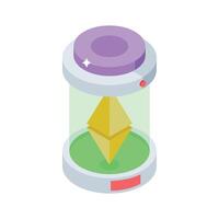 A trendy isometric icon of ethereum technology transformation vector