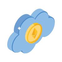 An eye-catching isometric icon of crypto cloud vector