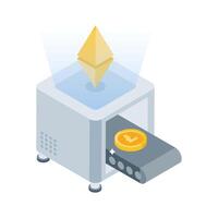 Grab this isometric style icon featuring crypto machine concept vector