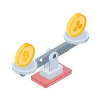 Here is an isometric icon showing money comparison vector