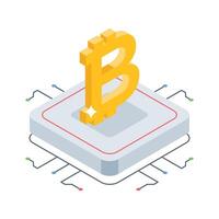 A well designed isometric icon of bitcoin technology concept vector