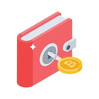 An isometric style icon of bitcoin wallet is ready for use vector