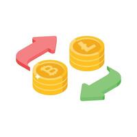 Explore this isometric style icon of cryptocurrency exchange vector