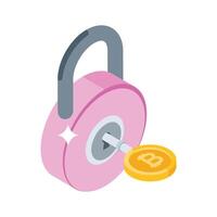 Discover this isometric style icon of secure bitcoin access vector