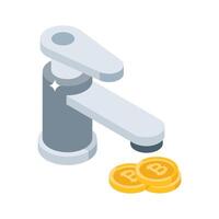 Here is an isometric style icon of bitcoin liquidity data vector