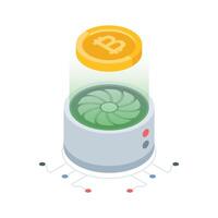 Check out this isometric style icon of bitcoin gpu rig vector