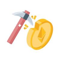 An eye-pleasing isometric style icon of ethereum mining tool vector