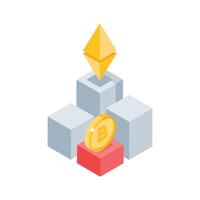 Check out this isometric icon featuring cryptocurrencies concept vector