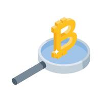 An exciting isometric style icon showing bitcoin search activity vector