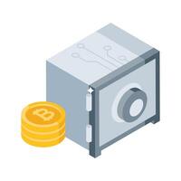 Get this isometric style icon of bitcoin vault concept vector