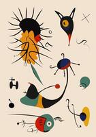 Surreal art in Joan Miro style. Abstract Painting with Geometric Shapes. vector