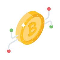 An elegant isometric style icon simply showing bitcoin vector